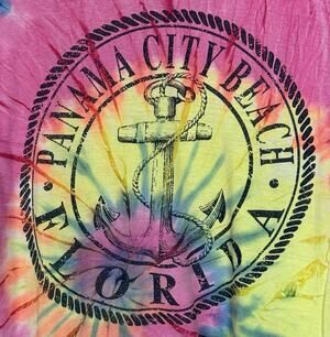 Exist Panama City Beach FL Yellow Blue Pink TIE-DYE Long Sleeve T-Shirt Large